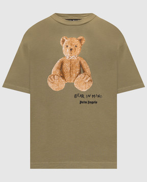 Palm Angels Футболка Bear in mind кольору хакі з принтом PMAA109F25JER00A