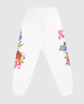Dolce&Gabbana Детские белые джогеры с цветочным принтом с монограммой логотипа. L5JPD7II7GX812