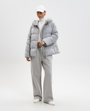 Be Florence Сіра стьобана пухова куртка із шовку та вовни верблюда BE2517B6GREY