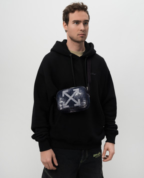 Off-White Синя сумка з візерунком логотипа OMNQ09BC99DEN001