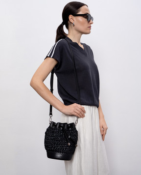 Gianni Chiarini Черная комбинированная сумка бакет-бег Natalia с рафией. BS11435COMMCRHML