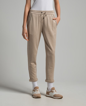 Brunello Cucinelli Бежевые спортивные штаны с цепочкой мониль MD828SB899