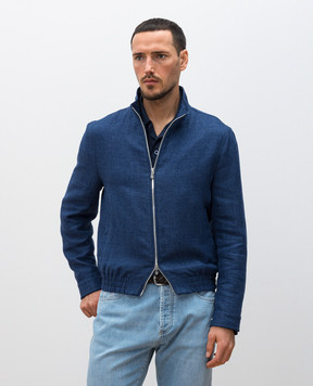 Brunello Cucinelli Синяя куртка из льна, кашемира и шерсти MW4826509