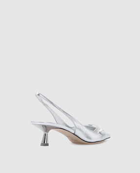 Jimmy Choo Серебристые кожаные слингбеки Amita AMITA45BYK