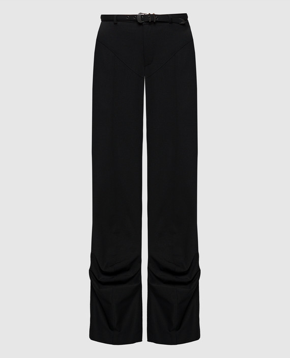Black PUNK flared pants with wool