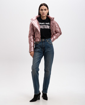 Versace Jeans Couture Розовая укороченная куртка в стиле косухи 77HAS417CQ06D