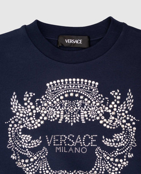 Versace Детский синий свитшот с кристаллами 10181921A14943