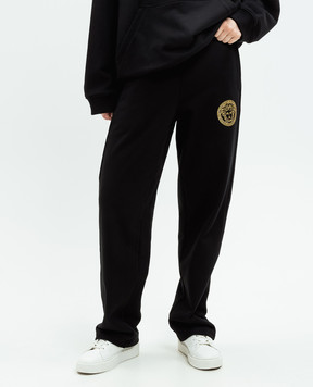 Versace Черные спортивные брюки с принтом логотипа Medusa 10165601A10156