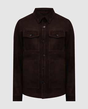 ISAIA Коричневая куртка с нубуком в стиле рубашки LU0133PLW61