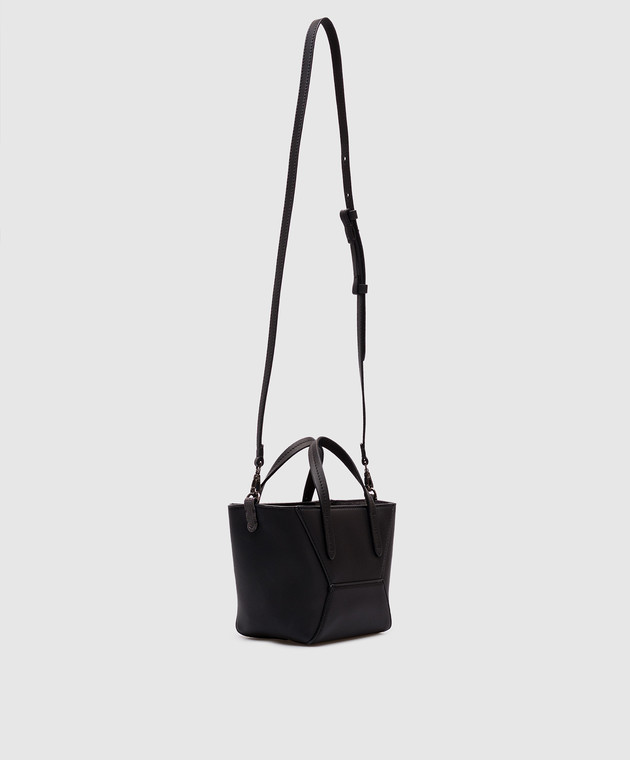 Brunello Cucinelli Черная кожаная сумка с логотипом MBHED2675 изображение 3