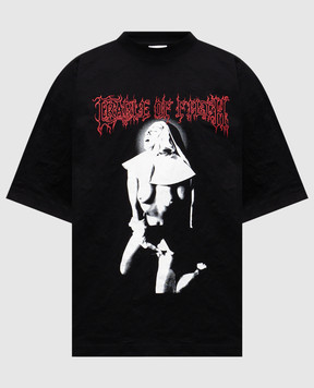 Vetements Черная металлизированная футболка COF Iconic Nun UCF76MT501B