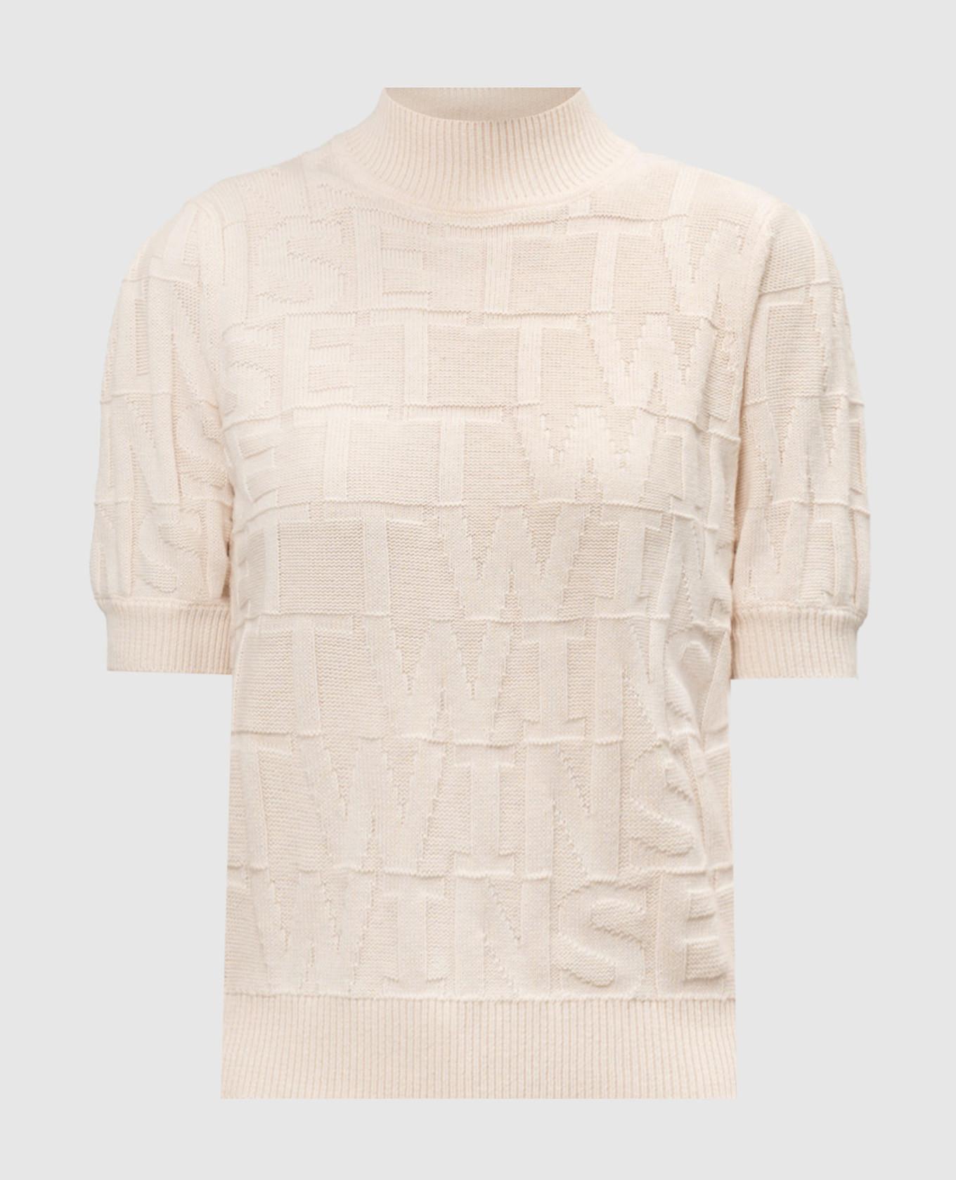 

Бежевый топ с кашемиром с фактурным узором логотипа, Топы