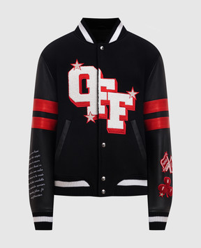 Off-White Черный комбинированный бомбер Dices OMJA122W24LEA001