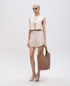 Twinset Бежевые шорты с льном 251LM2FEE