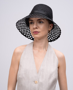 Max Mara Weekend Черная ажурная шляпа ELISEO из рафии ELISEO