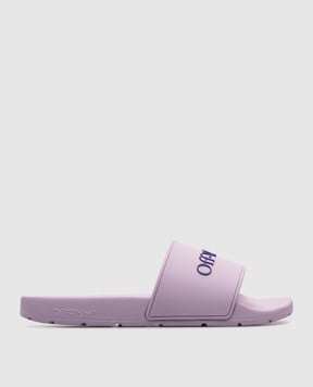 Off-White Фіолетові слайдери Bookish з фактурним логотипом OWIU001S25MAT001