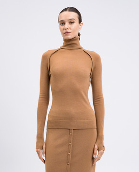 Victoria Beckham Коричневий гольф з вовни з нашивкою емблеми 1325KTP006541A