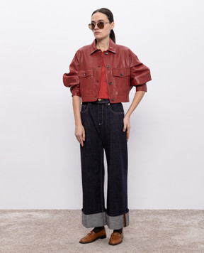 Brunello Cucinelli Червона футболка з ланцюжком моніль M0T81HA800
