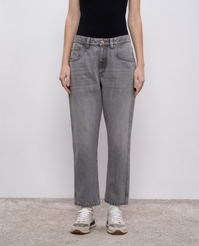 Brunello Cucinelli Сірі джинси з ланцюжком моніль MA095P5847