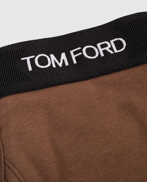Tom Ford Коричневые трусы-боксеры с узором логотипа T4LC31040