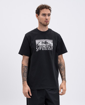 Moncler Чорна футболка з принтом логотипа K20918C0003189AUG