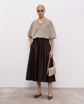 Brunello Cucinelli Бежевый пуловер с леном с люрексом M8Q202912