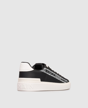Balmain Черные кожаные кроссовки B-Court с принтом логотипа FM1VI288LBFC