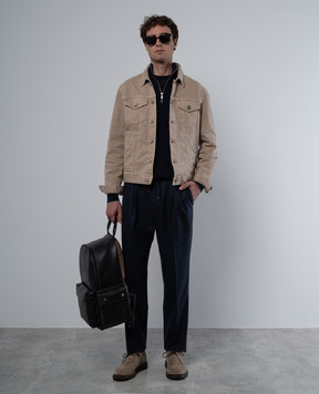 Brunello Cucinelli Синие меланжевые брюки из шерсти M038PE1710