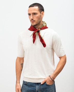 Dolce&Gabbana Бежевый платок из шелка в принт GQ348EG0TI9