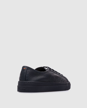 Santoni Синие кожаные кроссовки MBGT22063OCNTMIA