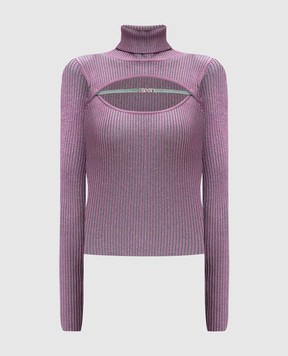 Versace Jeans Couture Розовый гольф в рубчике с фигурным вырезом 77HAFM22CM60H