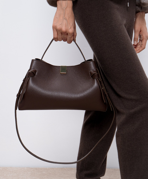 YUZEFI Коричневая кожаная сумка-трапеция GYOZA GYOZA изображение 2