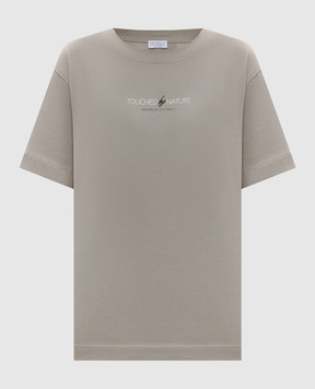 Brunello Cucinelli Футболка кольору хакі Nature з ланцюжком моніль M0A45EI600