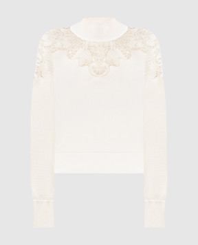 Twinset Білий джемпер з квітковою вишивкою 252TP3406
