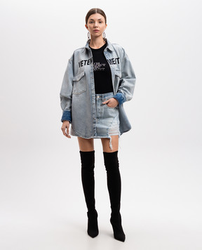 Vetements Голубая джинсовая юбка мини с прорехами WA66SK500L