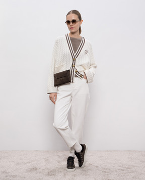 Brunello Cucinelli Коричневий джемпер з кашеміру з ланцюжком моніль M12144400