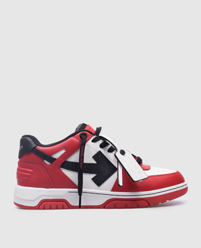 Off-White Красные кожаные кроссовки Оut Оf Оffice OMIA189F24LEA00D
