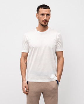 Bertolo Cashmere Белая футболка прямого кроя с эмблемой 000252001912