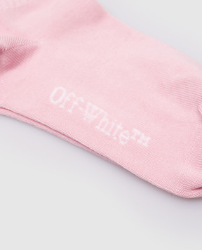 Off-White Детские розовые носки с узором логотипа OGRA003F24KNI001