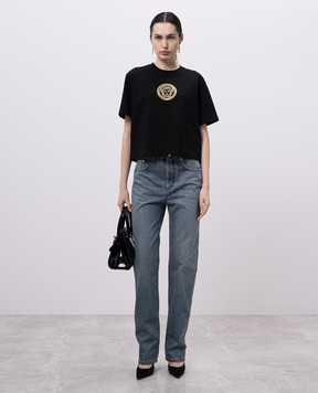 Versace Чорна укорочена футболка Medusa 10188921A13608