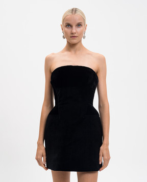 Ermanno Scervino Черное бархатное платье-бюстье с шелком D472Q727QVJ