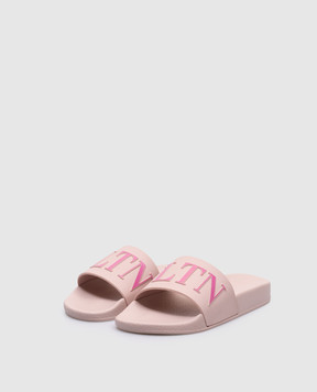Valentino Розовые слайдеры с логотипом QW1S0076SYE