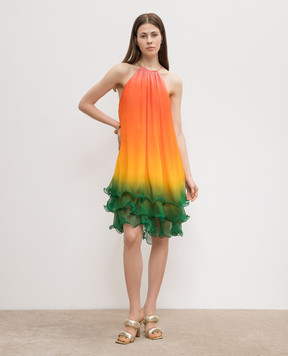 Casablanca Помаранчева сукня Rainbow Gradient із шовку WS24DR10701