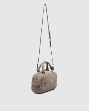 Brunello Cucinelli Бежева сумка Boston Explorer з ширлінгу MBTPD2631