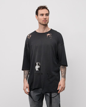 Ann Demeulemeester Чорна футболка з проріхами B0013056FA638