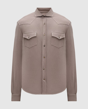 Brunello Cucinelli Коричневая рубашка с карманами ME8546666