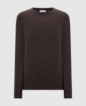 Brunello Cucinelli Коричневий джемпер з кашеміру з ланцюжком моніль M12144400P