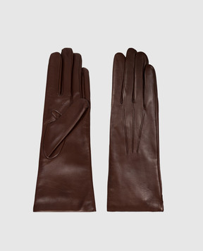 Sermoneta Gloves Коричневі шкіряні рукавички з ремінцем B304BT