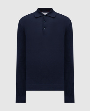 Brunello Cucinelli Синее поло с длинными рукавами M29800135
