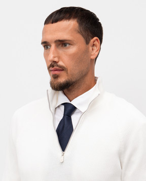 Brunello Cucinelli Синий галстук из шелка в узор MI8830018